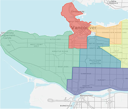 Map of Vancouver PCN regions